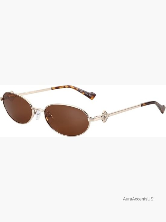 Polarized Oval Sunglasses Retro Y2K Metal UV400 Protection Travel Party main image 4